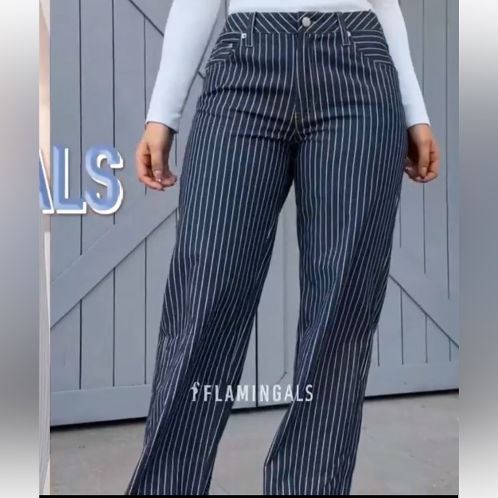 NWT Flamingals Striped Wide Leg Jeans